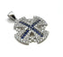 Sterling Silver Colored Pave Stone Jerusalem Cross Pendant